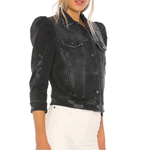 Retrofete puff sleeve Ada jacket in faded black - Picture 1 of 13